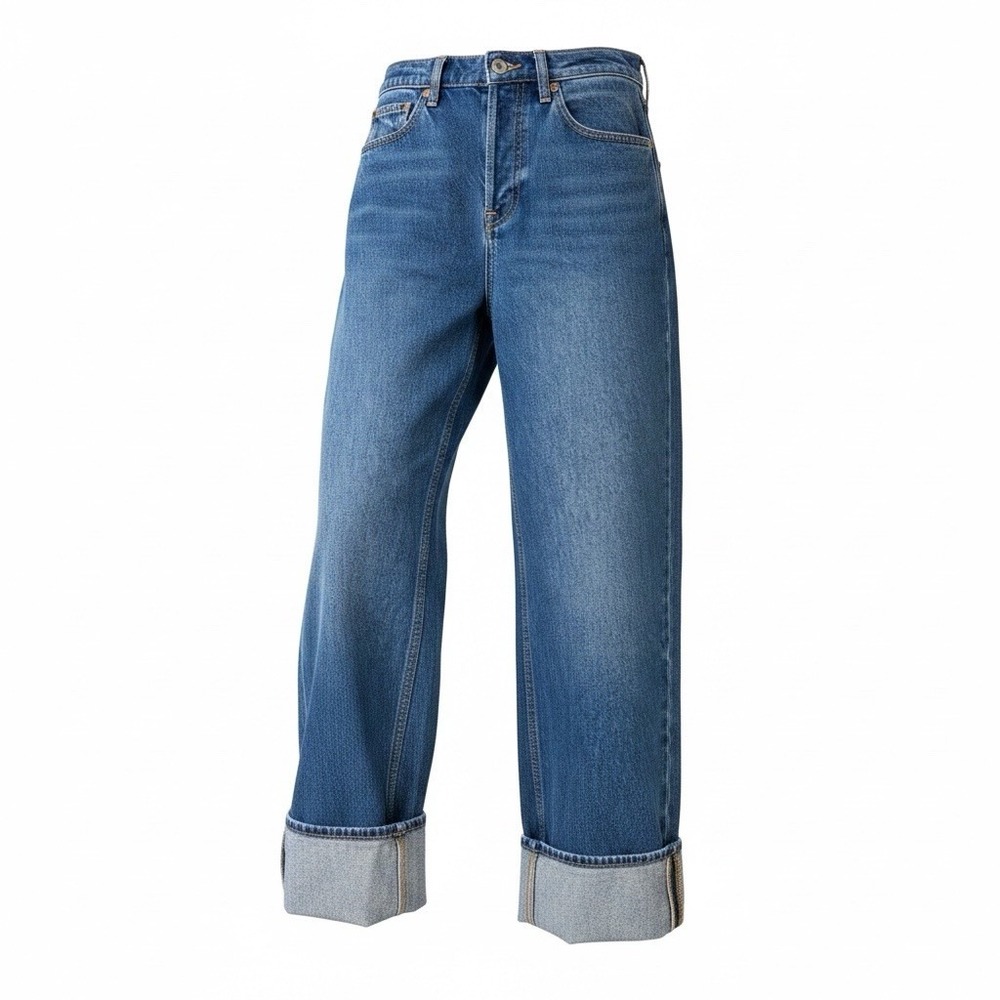 Universal Thread 90s Baggy Jeans Womens 2R Blue Mid-Rise Wide Leg Button Fly